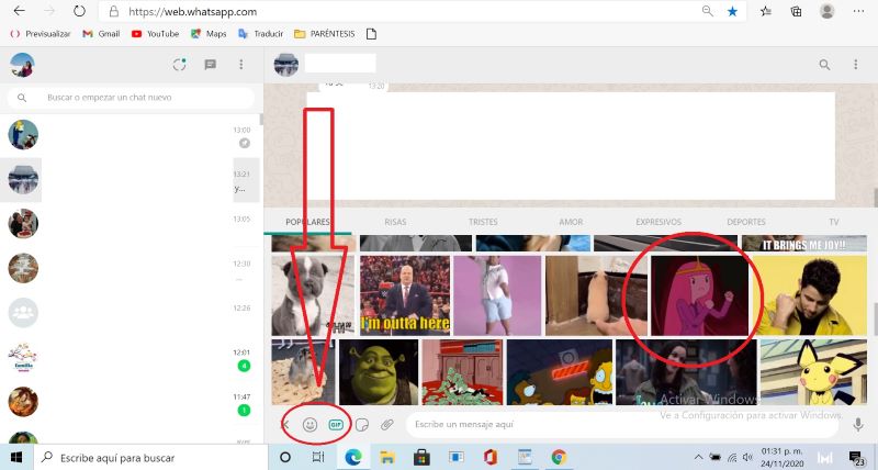 Descargar GIF en WhatsApp WEB