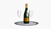 GIF animado (390) Bandeja con botella y copas de champan