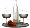 GIF animado (391) Bandeja con botella y copas de champan