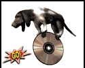 GIF animado (10440) Basset hound sobre un disco