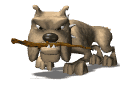 GIF animado (10465) Bulldog con un palo