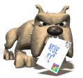 GIF animado (10467) Bulldog con una carta