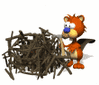 GIF animado (8912) Castor con troncos de madera