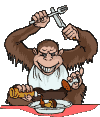Imagen GIF de Chimpance comiendo animado