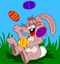 GIF animado (9053) Conejo con huevos de pascua
