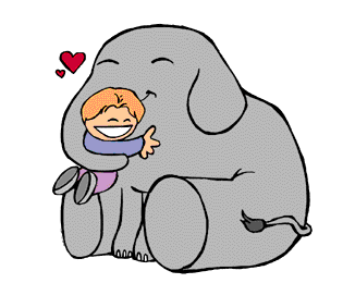 Imagen GIF de Elefante enamorado animado