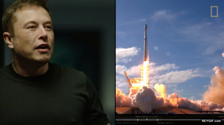 GIF animado (116452) Elon musk reaccionando al lanzamiento del falcon