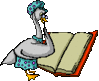 GIF animado (6981) Gallina leyendo un libro