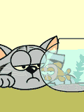 GIF animado (8019) Gato delante de una pecera