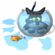 GIF animado (8020) Gato en una pecera