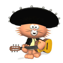 GIF animado (13042) Gato mariachi tocando guitarra