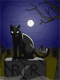 GIF animado (7986) Gato negro en una tumba