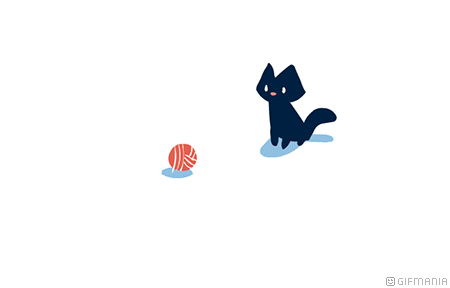 GIF animado (8017) Gato negro ovillo lana