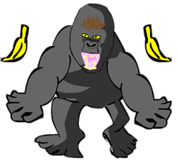 GIF animado (9257) Gorila comiendo platanos