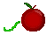 GIF animado (1130) Gusano comiendo manzana roja