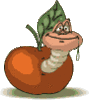 GIF animado (8097) Gusano en una manzana