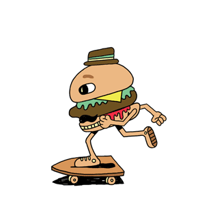 Imagen GIF de Hamburguesa skater animado