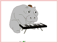 GIF animado (9384) Hipopotamo tocando piano