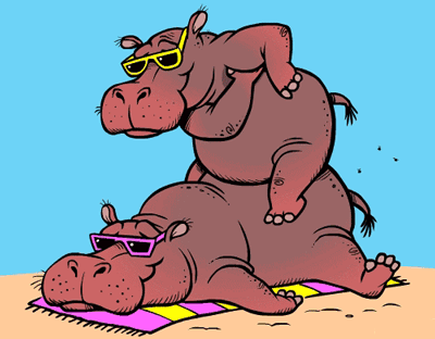 GIF animado (9387) Hipopotamos tomando sol