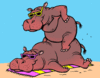 GIF animado (9387) Hipopotamos tomando sol