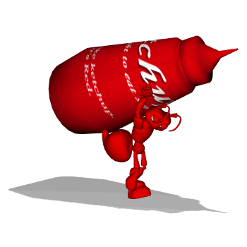 GIF animado (1471) Hormiga llevando bote ketchup