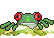 GIF animado (11106) Icono rana verde ojos rojos