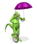 GIF animado (11262) Iguana monociclo paraguas