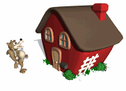 GIF animado (10908) Lobo soplando a una casa