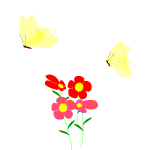 GIF animado (8436) Mariposas amarillas en las flores