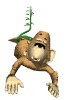 GIF animado (9704) Mono colgando de un arbol