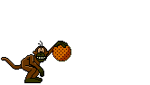 Imagen GIF de Mono jugando al baloncesto animado