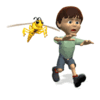 GIF animado (8214) Nino corriendo avispa