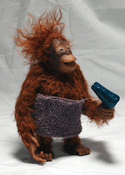 GIF animado (9808) Orangutan secandose pelo