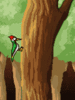 GIF animado (7141) Pajaro carpintero en un arbol