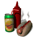 GIF animado (719) Perrito caliente bebida ketchup