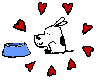 GIF animado (11049) Perro y corazones