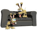GIF animado (10810) Perros en el sofa