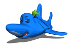 GIF animado (6494) Pez nadando alrededor de un tiburon