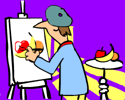 GIF animado (11942) Pintor pintando un bodegon