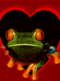 GIF animado (11110) Rana verde de ojos rojos
