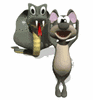 GIF animado (11305) Raton asustado de una cobra
