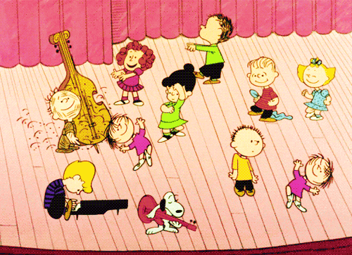 GIF animado (14273) Snoopy bailando amigos
