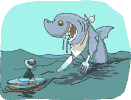 GIF animado (6520) Tiburon con hambre de surfista