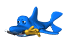 GIF animado (6522) Tiburon con una mano en la boca