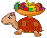 Imagen GIF de Tortuga llevando fruta animado