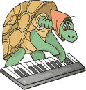 GIF animado (11401) Tortuga tocando el teclado