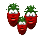 GIF animado (1121) Tres fresas saltando