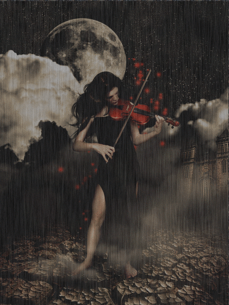 GIF animado (13124) Violinista bajo la lluvia