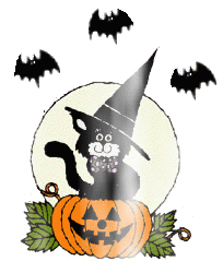 GIF animado (22823) Calabaza halloween gato negro