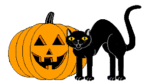 GIF animado (22826) Calabaza halloween gato negro